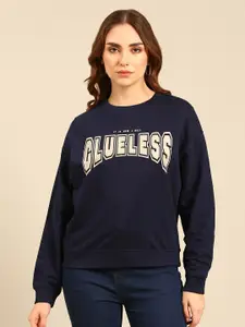 recast Women Navy Blue Printed Sweatshirt
