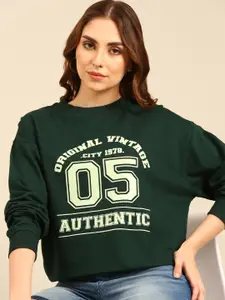 recast Women Green Printed Sweatshirt
