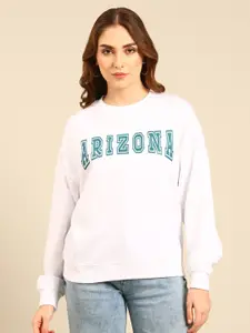 recast Women White Printed Sweatshirt