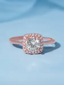 Rubans Gilded Glamour Rose Gold-Plated CZ-Stone Studded Finger Ring
