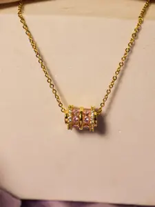DressBerry Gold-Toned Cubic Zirconia Studded Necklace
