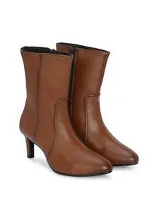 Delize Women Vegan Leather Zip-Up Stiletto Boots