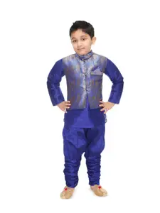 BAESD Boys Floral Printed Kurta with Trouser &  Waistcoat