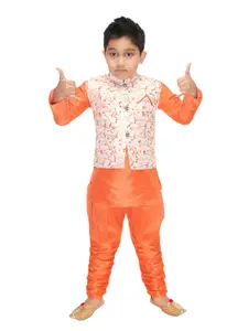 BAESD Boys Floral Printed Kurta with Trouser &  Waistcoat