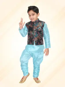 BAESD Boys Floral Printed Kurta with Trouser &  Waistcoat