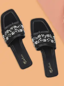 Picktoes Embellished Open Toe Flats