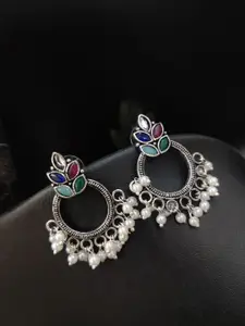 OOMPH Floral Oxidised Drop Earrings