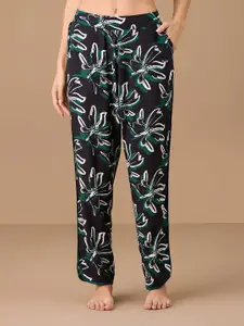 Nykd By Nykaa Women Mid-Rise Floral Printed Straight lounge Pant