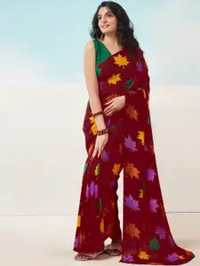 KALINI Floral Poly Georgette Fusion Saree