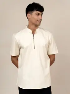 Wellbi Men Cream-Coloured Comfort Slim Fit Casual Shirt