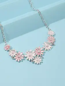 DressBerry Pink & Silver-Plated Sunflower Shaped Necklace