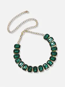 DressBerry Green & Gold-Plated Stone-Studded Necklace