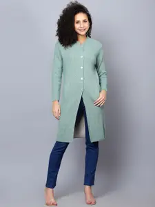 Chemistry Floral Self Design Woollen Longline Cardigan Sweater