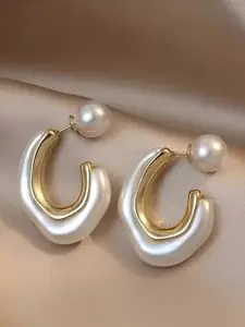 KARISHMA KREATIONS White & Gold-Toned Earrings