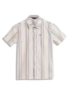 Tommy Hilfiger Boys Vertical Stripes Opaque Cotton Casual Shirt