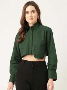 Rue Collection Shirt Style Crop Top
