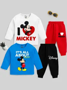 KUCHIPOO Boys Pack Of 2 Mickey Mouse Printed T-shirt With Joggers