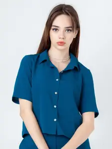 Zink London Teal Shirt Style Top