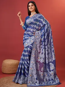 NIWAA Woven Design Zari Cotton Blend Jamdani Saree
