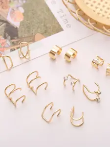 Shining Diva Fashion Set Of 6 Gold Plated Ear Cuff