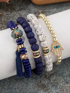 Shining Diva Fashion Women 4 Navy Blue Gold-Plated Charm Bracelet