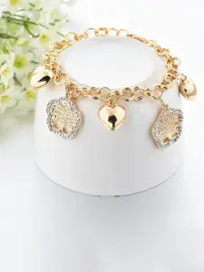 Shining Diva Fashion Women Gold-Toned Crystals Gold-Plated Charm Bracelet