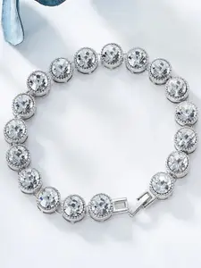 Shining Diva Fashion Women Silver-Toned Crystals Silver-Plated Charm Bracelet