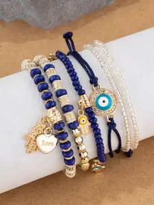 Shining Diva Fashion Women 6 Navy Blue Gold-Plated Charm Bracelet
