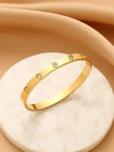 Shining Diva Fashion Women Gold-Toned Crystals Gold-Plated Bangle-Style Bracelet