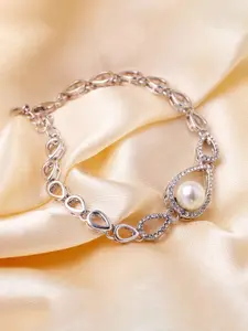 Shining Diva Fashion Silver-Plated Charm Bracelet