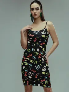BAESD Printed  Shoulder Straps Bodycon Casual Dress