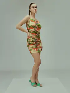BAESD Digital Printed Shoulder Strap Sheath Dress