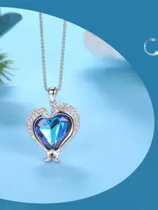 Shining Diva Fashion Latest Stylish Crystal Heart Chain Pendant Necklace