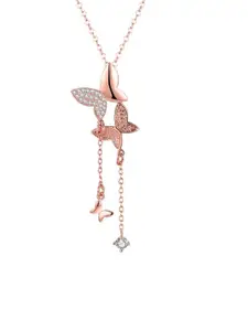 Shining Diva Fashion Rose Gold Rose Gold-Plated Necklace