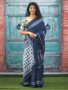 NIKHILAM Floral Printed Pure Cotton Bandhani Saree
