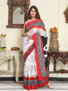 NIKHILAM Kalamkari Pure Cotton Designer Block Print Saree