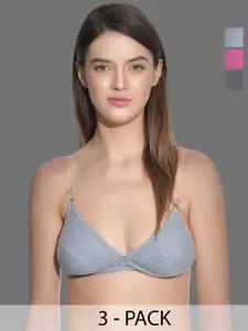 Aimly Pack Of 3 Half Coverage Cotton Everyday Bra With All Day Comfort