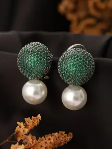 Saraf RS Jewellery Green Contemporary Studs Earrings