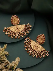 Saraf RS Jewellery Gold-Plated American Diamond Temple Chandbalis