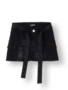 AMPED Girls Pure Cotton Denim Mini Straight Skirt