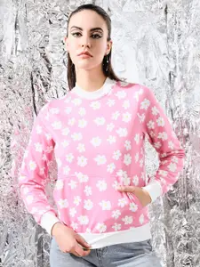 BAESD Floral Printed Round Neck Fleece Sweatshirt