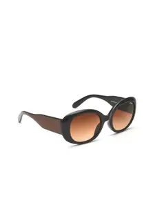 IRUS by IDEE Women Brown Lens & Brown Oval Sunglasses with UV Protected Lens