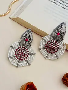 ABDESIGNS Silver-Plated German Silver Contemporary Drop Earrings