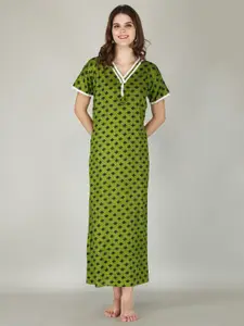 JVSP FASHION Green Printed Maxi Nightdress
