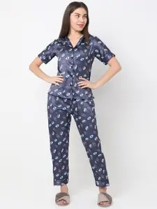 Smarty Pants Printed Satin Night suit