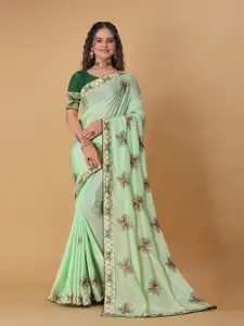 DRIZOMIZ Embroidered Heavy Work Mysore Silk Saree