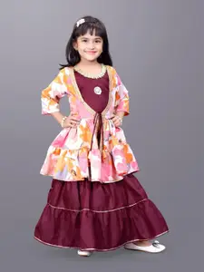 BAESD Girls Solid Ready to Wear Cotton Lehenga Choli & Printed Shrug
