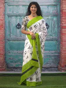 NIKHILAM Batik Pure Cotton Handloom Block Print Saree