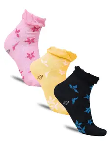 Dollar Socks Women Pack Of 3 Cotton Patterned Ankle Length Socks