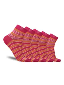 Dollar Socks Women Pack Of 3 Striped Above Ankle-Length Cotton Socks
